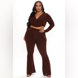 Packing My Bags Flare Pant Set - Brown